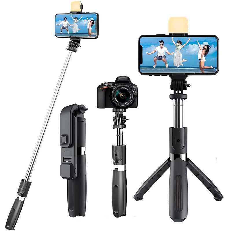 3-in-1 Extendable Selfie Stick Tripod with Bluetooth Remote & LED Flash