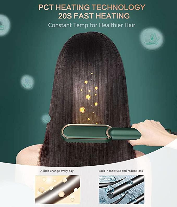 Tourmaline Ceramic Hair Straightener Comb | Curler + Hot Brush Styler
