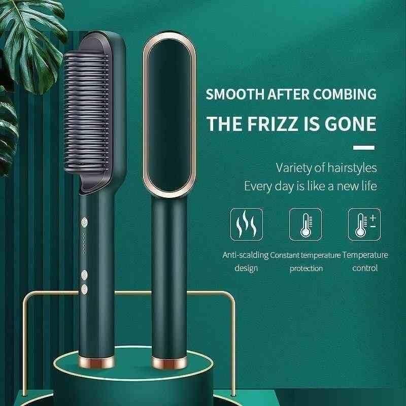Tourmaline Ceramic Hair Straightener Comb | Curler + Hot Brush Styler